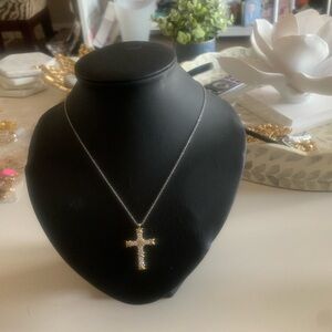 Elegant Silver and Gold Cross Pendant Necklace